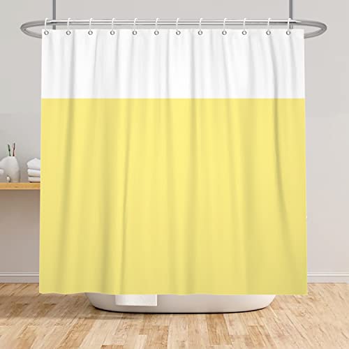 SDOTPMT 105x160cm Gelb Weiß Zweifarbig Duschvorhang Minimalistisch Thema Badvorhang Klassisch Traditionell Einfarbig Dusche Vorhang für Badezimmer Polyester mit Haken von SDOTPMT