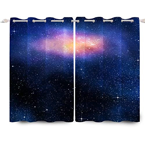 SDOTPMT 107x160cm Galaxis Fenstervorhang Universum Nebel Blau Lila Sternenklarer Himmel Fenstervorhänge Fantasie Planet Blickdichte Vorhänge für Schlafzimmer Thermisch isoliert Vorhang, 2 Stücke von SDOTPMT