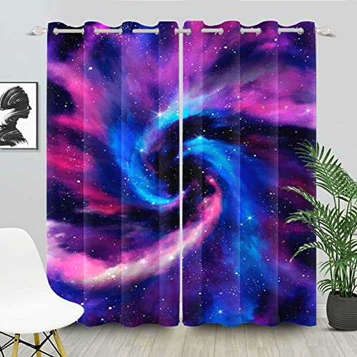 SDOTPMT 107x215cm Galaxis Fenstervorhang Universum Nebel Blau Lila Sternenklarer Himmel Fenstervorhänge Fantasie Planet Blickdichte Vorhänge für Schlafzimmer Thermisch isoliert Vorhang, 2 Stücke von SDOTPMT