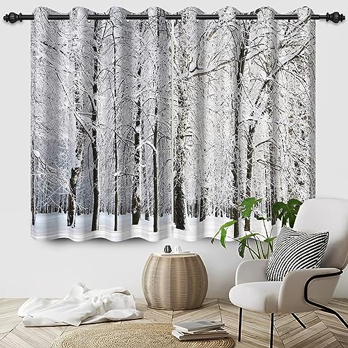 SDOTPMT 107x215cm Winter Schnee Tanne Wald Fenster Vorhang Winter Wunderland Szene Fenster Vorhänge Neues Jahr Fenster Behandlung für Frauen Schlafzimmer Dekor Verdunkelung Vorhänge,2 Platten von SDOTPMT