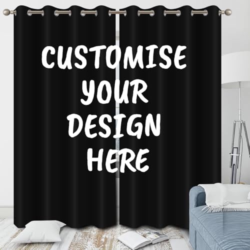 SDOTPMT 117x183cm Benutzerdefinierte Fenster Vorhänge, personalisierte Vorhänge mit Fotos Text Logo Fenster Vorhänge, Thermisch isolierte Verdunkelung Vorhänge für Wohnzimmer Dekor, 2 Paneele von SDOTPMT