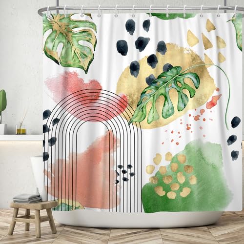 SDOTPMT 120x180cm Mid Century Boho Duschvorhang Grüne Botanische Banane Blätter Curve Graffiti Bad Vorhang Moderne abstrakte Badewanne Vorhang für Frauen Badezimmer Dekor mit Haken SDOTPMT 120x180cm Mid Century Boho Duschvorhang Grüne Botanische Banane Blätter Curve Graffiti Bad Vorhang Moderne abstrakte Badewanne Vorhang für Frauen Badezimmer Dekor mit Haken von SDOTPMT