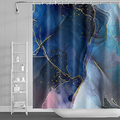 SDOTPMT 122x183cm Marmor Duschvorhang Blau Elegant Luxus Textur Strudel Golden Pulver Badevorhang Abstrakt Modern Badewannenvorhang für Kinder Badezimmer Polyester Wasserdicht mit Haken SDOTPMT 122x183cm Marmor Duschvorhang Blau Elegant Luxus Textur Strudel Golden Pulver Badevorhang Abstrakt Modern Badewannenvorhang für Kinder Badezimmer Polyester Wasserdicht mit Haken von SDOTPMT