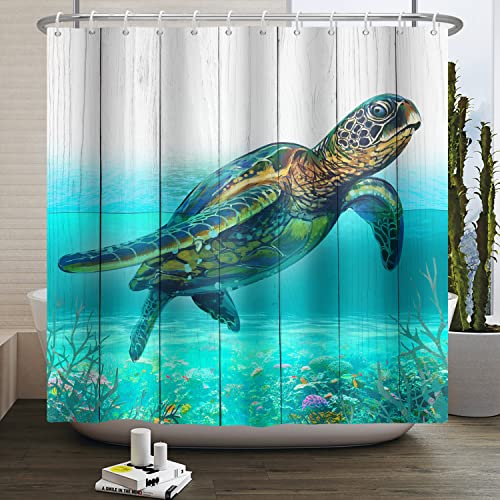 SDOTPMT 122x183cm Meer Schildkröte Duschvorhang Komisch Niedlich Tier Unterwasser Welt Ozean Seetang Koralle Riff Meerestiere Krickente Badezimmer Vorhang for Heim Badewannen von SDOTPMT