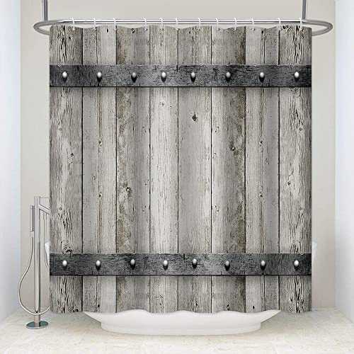 SDOTPMT 140x180cm Scheune Tür Thema Duschvorhang Weinlese Grau Hölzern Planke Badevorhang Ländlich Bauernhaus Land Badewannenvorhang für Badezimmer Polyester mit Haken SDOTPMT 140x180cm Scheune Tür Thema Duschvorhang Weinlese Grau Hölzern Planke Badevorhang Ländlich Bauernhaus Land Badewannenvorhang für Badezimmer Polyester mit Haken von SDOTPMT