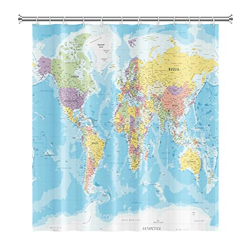SDOTPMT 140x183cm Weltkarte Duschvorhang Länder und Städte Geographie Bad Vorhang Kinder Educational Themed Blue Ocean Badewanne Vorhang für Badezimmer Dekor mit Haken SDOTPMT 140x183cm Weltkarte Duschvorhang Länder und Städte Geographie Bad Vorhang Kinder Educational Themed Blue Ocean Badewanne Vorhang für Badezimmer Dekor mit Haken von SDOTPMT