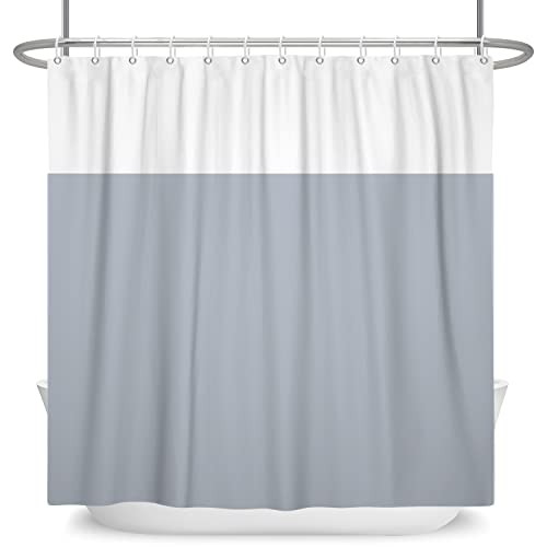 SDOTPMT 150x180cm Grau Weiß Zweifarbig Duschvorhang Klassisch Traditionell Badvorhang Minimalistisch Thema Dusche Vorhang für Badezimmer Polyester mit Haken von SDOTPMT