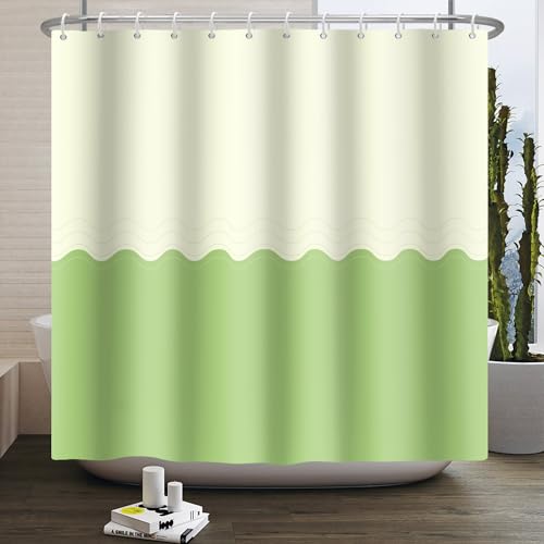 SDOTPMT 150x180cm Pale Yellow Green Bicolourable Shower Curtain Minimalist Theme Bath Curtain Classic Traditional Plain Color Bathtub Curtain for Bathroom Decor Fabric Polyester with Hooks von SDOTPMT