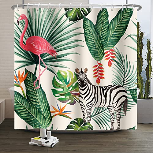 SDOTPMT 152x183cm Flamingo Duschvorhang Tropisch Palme Grüne Blätter Bananenblatt Pferd Badevorhang Sommer Thema Badewanne Vorhang Stoff Polyester Wasserdicht für Badezimmer mit Haken SDOTPMT 152x183cm Flamingo Duschvorhang Tropisch Palme Grüne Blätter Bananenblatt Pferd Badevorhang Sommer Thema Badewanne Vorhang Stoff Polyester Wasserdicht für Badezimmer mit Haken von SDOTPMT