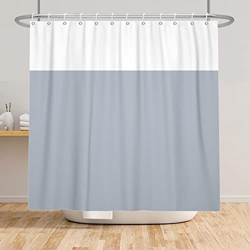 SDOTPMT 160x180cm Grau Weiß Zweifarbig Duschvorhang Klassisch Traditionell Badvorhang Minimalistisch Thema Dusche Vorhang für Badezimmer Polyester mit Haken von SDOTPMT