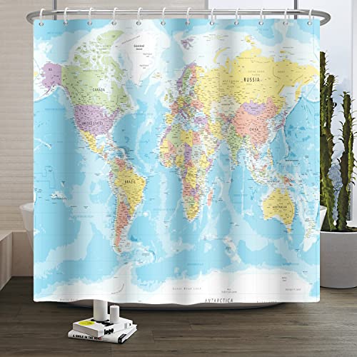 SDOTPMT 165x183cm Welt Karte Duschvorhang Länder und Städte Erdkunde Lehrreich Badevorhang für Kinder Blau Ozean Kontinente Badewanne Vorhang Stoff Wasserdicht für Badezimmer Badevorhang mit Haken SDOTPMT 165x183cm Welt Karte Duschvorhang Länder und Städte Erdkunde Lehrreich Badevorhang für Kinder Blau Ozean Kontinente Badewanne Vorhang Stoff Wasserdicht für Badezimmer Badevorhang mit Haken von SDOTPMT