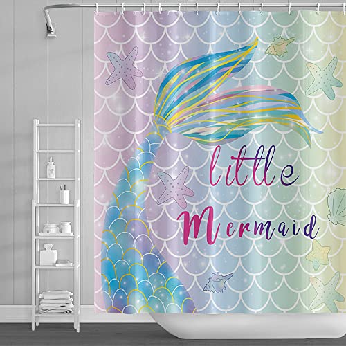 SDOTPMT 175x178 Zentimeter Meerjungfrau-Skalen Duschvorhang die kleine Meerjungfrau Karikatur SeesternMuschel für Mädchen Polyester Wasserdicht Badezimmer Vorhang mit Haken SDOTPMT 175x178 Zentimeter Meerjungfrau-Skalen Duschvorhang die kleine Meerjungfrau Karikatur SeesternMuschel für Mädchen Polyester Wasserdicht Badezimmer Vorhang mit Haken von SDOTPMT
