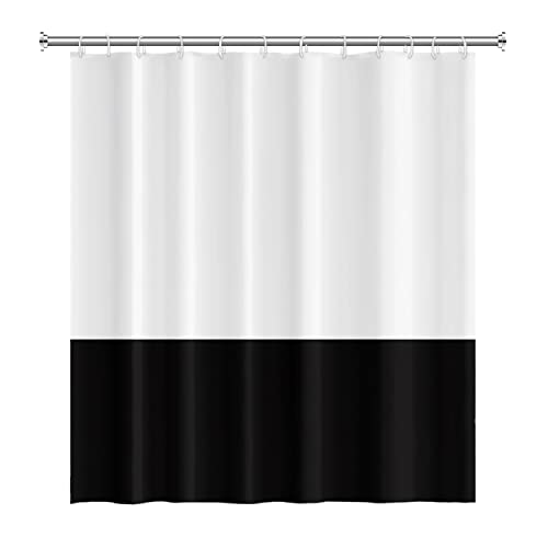 SDOTPMT 175x178cm Weiß Schwarz Duschvorhang Einfach Thema Badevorhang Klassisch Traditionelles Badewanne Vorhang Stoff Polyester Wasserdicht für Badezimmer mit Haken von SDOTPMT