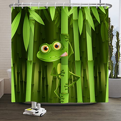 SDOTPMT 180x180cm Süß Frosch Duschvorhang Lustig Frosch Bambus Karikatur Tier Abstrakt Baum Verlässt Badevorhang Grün Badewannenvorhang für Kinder Badezimmer Polyester Wasserdicht mit Haken SDOTPMT 180x180cm Süß Frosch Duschvorhang Lustig Frosch Bambus Karikatur Tier Abstrakt Baum Verlässt Badevorhang Grün Badewannenvorhang für Kinder Badezimmer Polyester Wasserdicht mit Haken von SDOTPMT