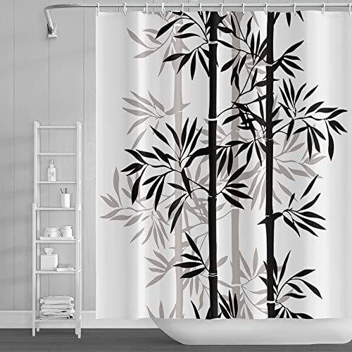 SDOTPMT 180x198cm Bambus Laub Duschvorhang Schwarz Weiß Abstrakt Bambus Pflanze Badevorhang Klassisch Tuschemalerei Badewannenvorhang für Kinder Badezimmer Polyester Wasserdicht mit Haken SDOTPMT 180x198cm Bambus Laub Duschvorhang Schwarz Weiß Abstrakt Bambus Pflanze Badevorhang Klassisch Tuschemalerei Badewannenvorhang für Kinder Badezimmer Polyester Wasserdicht mit Haken von SDOTPMT
