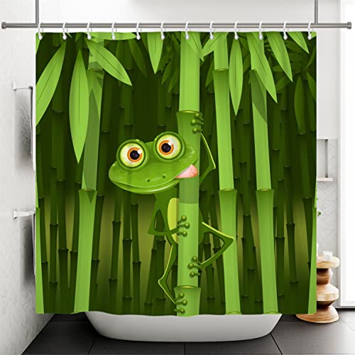 SDOTPMT 180x198cm Süß Frosch Duschvorhang Lustig Frosch Bambus Karikatur Tier Abstrakt Baum Verlässt Badevorhang Grün Badewannenvorhang für Kinder Badezimmer Polyester Wasserdicht mit Haken SDOTPMT 180x198cm Süß Frosch Duschvorhang Lustig Frosch Bambus Karikatur Tier Abstrakt Baum Verlässt Badevorhang Grün Badewannenvorhang für Kinder Badezimmer Polyester Wasserdicht mit Haken von SDOTPMT