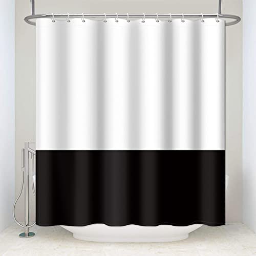 SDOTPMT Weiß Schwarz Duschvorhang Einfach Thema Badevorhang Klassisch Traditionelles 180x198cm Badewanne Vorhang Stoff Polyester Wasserdicht für Badezimmer mit Haken von SDOTPMT