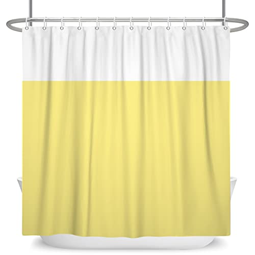 SDOTPMT 180x243cm Gelb Weiß Zweifarbig Duschvorhang Minimalistisch Thema Badvorhang Klassisch Traditionell Einfarbig Dusche Vorhang für Badezimmer Polyester mit Haken von SDOTPMT