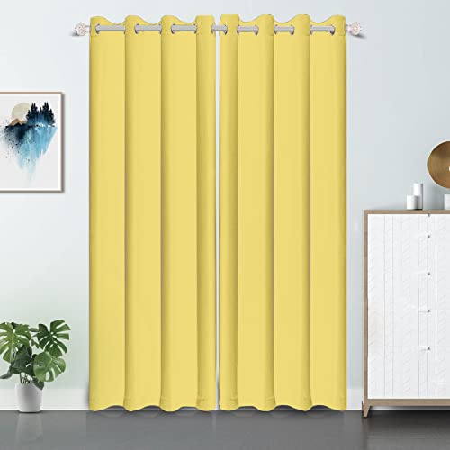 SDOTPMT Gelb Fenstervorhang 2-teiliges Set, Feste Farbe Klassisch einfach Fenstervorhänge Einfache Farbe Tülle Blickdichte Vorhänge für Wohnzimmer Verdunkelung Vorhänge, 53x160cm, 2 Stücke von SDOTPMT