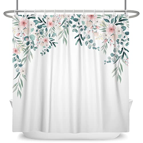 SDOTPMT Grün Willow Laub Duschvorhang Runden Eukalyptus Laub Blume Natürlich Botanisch Pflanze Blätter Badevorhang Weiß Hintergrund Badewannenvorhang für Badezimmer Polyester 105x160cm mit Haken SDOTPMT Grün Willow Laub Duschvorhang Runden Eukalyptus Laub Blume Natürlich Botanisch Pflanze Blätter Badevorhang Weiß Hintergrund Badewannenvorhang für Badezimmer Polyester 105x160cm mit Haken von SDOTPMT