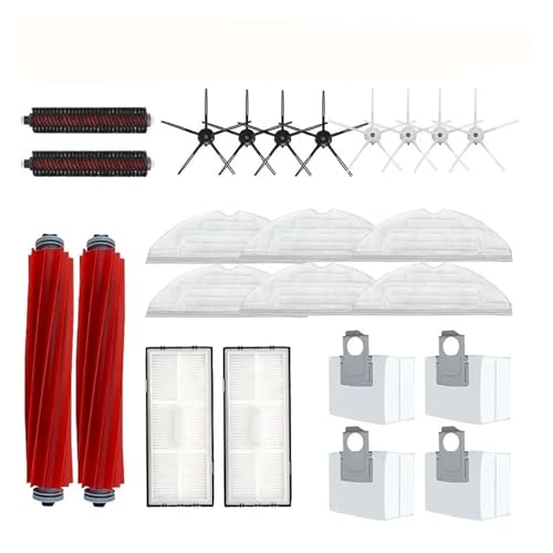 SDQJFPEXO Kompatibel mit Roborock S7 Maxv Ultra S7 Pro Ultra Roboter-Staubsaugerzubehör, Hauptseitenbürste, Mopp, Hepa-Filter, Staubbeutel, Reinigungsrollbürste(24pcs) von SDQJFPEXO