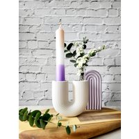 Geriffelter Kerzenständer Und Vase in U Form | Besondere Tischdeko Weiß Aus Raysin von SDSchoeneDinge