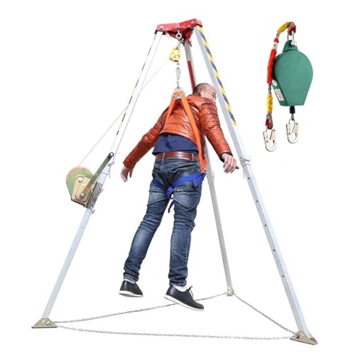 Confined Space Tripod Kit 1200lbs 1800 2600 Lbs, Aluminum Alloy Emergency Rescue Tripod System Equipment Hoist Safety Fire Rescue Tools(2600LBS Winch+Fall Protection) von SDTOOP