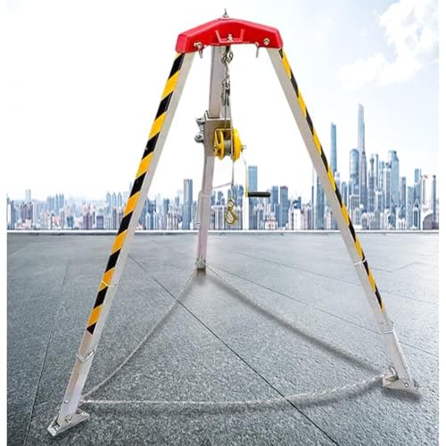 Safety Rescue Tripod for Well Sewer, Confined Space Tripods Kit with Self-Locking Device Winch, 7' Max Height Adjustable Legs Lift Falling Protector Bracket(1200LBS Winch+Safe Belt) von SDTOOP