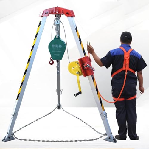 Stativ-Rettungssystem, 2600 Pfund verstellbares Aluminium-Notstativ for beengte Räume mit Sicherheits-Selbstverriegelungsvorrichtung, Hebewinde und Fallschutz(with 10m Fall Protector) von SDTOOP