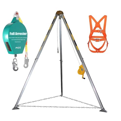 Telescopic Rescue Tripod, Aluminum Alloy fire Rescue Tripod with Pulley Carabiner Fall Protection Safety Belt, confined Space Tripod Suitable for Sewage Tunnels(2600IBS-3) von SDTOOP