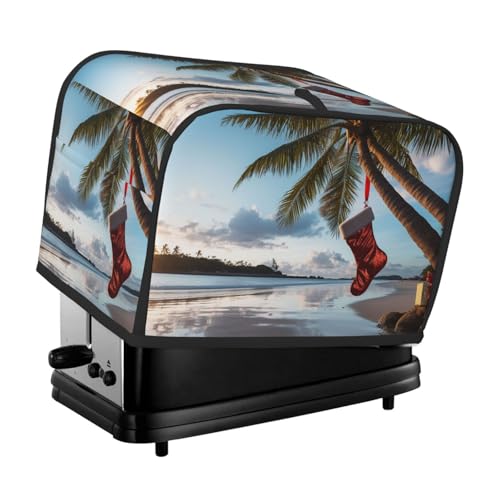 2 Scheiben Toaster-Abdeckung mit Taschen, Universal-Brotbackmaschinen-Abdeckung, Frohe Weihnachten, Palme, Küche, kleine Geräteabdeckung mit Griff, Ofenabdeckung, Staub- und Fingerabdruckschutz von SDTYKHJ