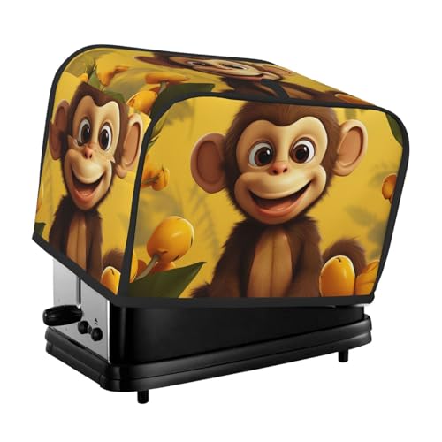 2 Scheiben Toaster Abdeckung mit Taschen Universal Brotbackmaschine Abdeckung Niedlich Lustig Tier Affe Banane Küche Kleingeräte Abdeckung mit Griff Ofenabdeckung Staub- und Fingerabdruckschutz von SDTYKHJ