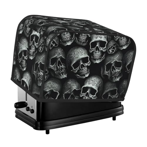 2 Scheiben Toaster Abdeckung mit Taschen Universal Brotbackmaschine Abdeckung Schwarz Schädel Küche Kleingeräte Abdeckung mit Griff Ofenabdeckung Staub- und Fingerabdruckschutz von SDTYKHJ