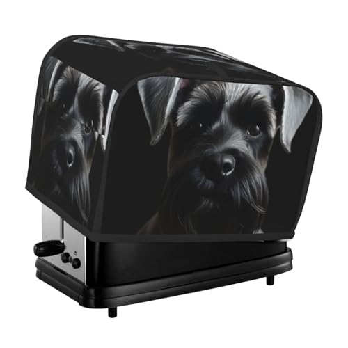 2 Scheiben Toaster Abdeckung mit Taschen Universal Brotbackmaschine Abdeckung Schwarz Schnauzer Hund Küche Kleingeräte Abdeckung mit Griff Ofenabdeckung Staub- und Fingerabdruckschutz von SDTYKHJ