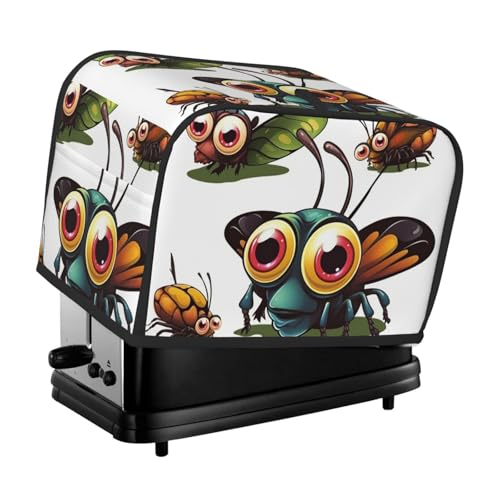 2 Scheiben Toaster Abdeckung mit Taschen Universal Brotbackmaschine Abdeckungen Cartoon Insekten Küche Kleine Geräte Abdeckung mit Griff Ofenabdeckungen Staub- und Fingerabdruckschutz von SDTYKHJ