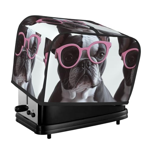 2 Scheiben Toaster Abdeckung mit Taschen Universal Brotbackmaschine Abdeckungen Französische Bulldogge Gläser Küche Kleine Geräte Abdeckungen mit Griff Ofenabdeckung Staub- und Fingerabdruckschutz von SDTYKHJ