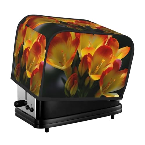 2 Scheiben Toaster Abdeckung mit Taschen Universal Brotbackmaschine Abdeckungen Freesie Schöne Pflanze Blume Küche Kleine Geräte Abdeckungen mit Griff Backofen Abdeckung Staub- und Fingerabdruck von SDTYKHJ