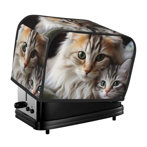 2 Scheiben Toaster Abdeckung mit Taschen Universal Brotbackmaschine Abdeckungen Katzen Mutter und Baby Küche Kleine Geräte Abdeckungen mit Griff Ofenabdeckung Staub- und Fingerabdruckschutz von SDTYKHJ