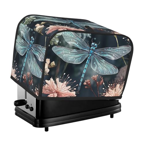 2 Scheiben Toaster Abdeckung mit Taschen Universal Brotbackmaschine Abdeckungen Libelle Blume Küche Kleingeräte Abdeckungen mit Griff Ofenabdeckung Staub- und Fingerabdruckschutz von SDTYKHJ