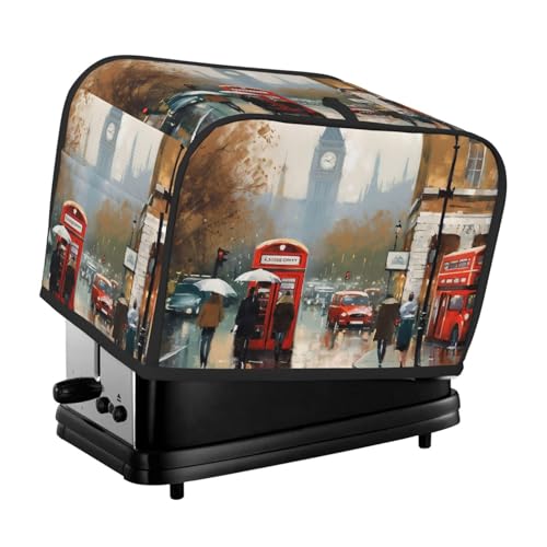 2 Scheiben Toaster Abdeckung mit Taschen Universal Brotbackmaschine Abdeckungen London Impression Küche Kleingeräte Abdeckungen mit Griff Ofenabdeckung Staub- und Fingerabdruckschutz von SDTYKHJ