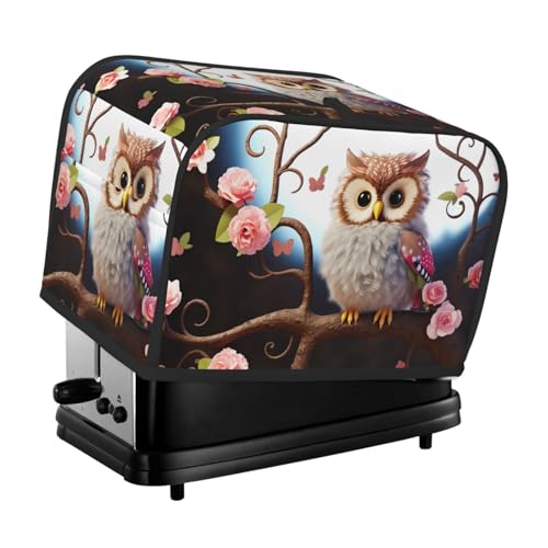 2 Scheiben Toaster Abdeckung mit Taschen Universal Brotbackmaschine Abdeckungen Niedliche Eule Baum Blumen und Eichhörnchen Küche Kleine Geräte Abdeckungen mit Griff Ofenabdeckung Staub- und von SDTYKHJ