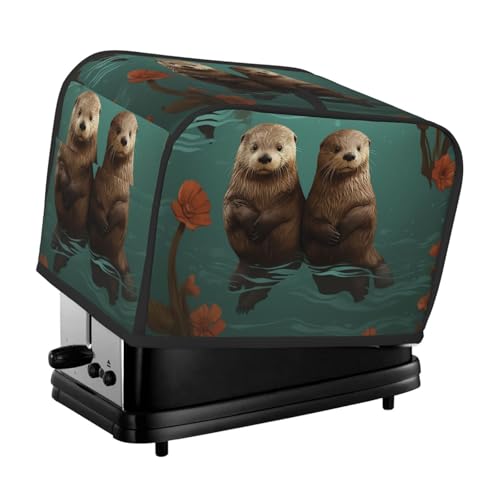 2 Scheiben Toaster Abdeckung mit Taschen Universal Brotbackmaschine Abdeckungen Otter verliebt Küche Kleine Geräte Abdeckungen mit Griff Ofenabdeckung Staub- und Fingerabdruckschutz von SDTYKHJ