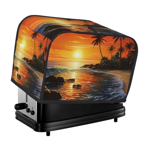 2 Scheiben Toaster Abdeckung mit Taschen Universal Brotbackmaschine Abdeckungen Palme Sonne Landschaft Küche Kleingeräte Abdeckungen mit Griff Ofenabdeckung Staub- und Fingerabdruckschutz von SDTYKHJ