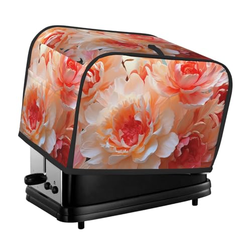 2 Scheiben Toaster Abdeckung mit Taschen Universal Brotbackmaschine Abdeckungen Pfirsich Pfingstrose Küche Kleingeräte Abdeckung mit Griff Ofenabdeckungen Staub- und Fingerabdruckschutz von SDTYKHJ