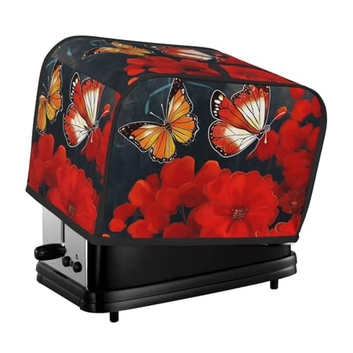 2 Scheiben Toaster Abdeckung mit Taschen Universal Brotbackmaschine Abdeckungen Rote Blumen und Schmetterlinge Küche Kleine Geräte Abdeckung mit Griff Ofenabdeckungen Staub- und Fingerabdruckschutz 2 Scheiben Toaster Abdeckung mit Taschen Universal Brotbackmaschine Abdeckungen Rote Blumen und Schmetterlinge Küche Kleine Geräte Abdeckung mit Griff Ofenabdeckungen Staub- und Fingerabdruckschutz von SDTYKHJ