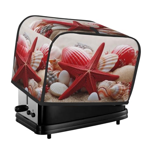 2 Scheiben Toaster Abdeckung mit Taschen Universal Brotbackmaschine Abdeckungen Rote Seestern Muscheln Küche Kleine Geräte Abdeckungen mit Griff Ofenabdeckung Staub- und Fingerabdruckschutz von SDTYKHJ