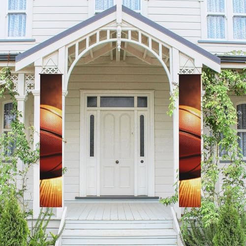 2 Stück Türbanner Veranda Banner Basketball Hintergrund Willkommen hängende Banner Flagge Frühling Sommer Veranda Schild für Haustür Wand Hintergrund Haustür Schild Party Dekor Foto Hintergrund von SDTYKHJ