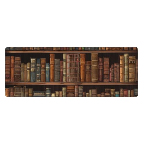 Großes Mauspad, Schreibtischunterlage, wasserdicht, Bibliothek, Gaming-Mauspad mit genähten Kanten, 80 x 30 cm, rutschfeste Schreibtischunterlage für den Schreibtisch, Schreibunterlage für Büro von SDTYKHJ