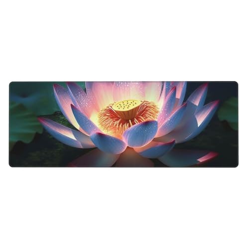 Großes Mauspad, Schreibtischunterlage, wasserdicht, Blumenmotiv, Gaming-Mauspad mit genähten Kanten, 80 x 30 cm, rutschfeste Schreibtischunterlage für den Schreibtisch, Schreibunterlage für Büro von SDTYKHJ