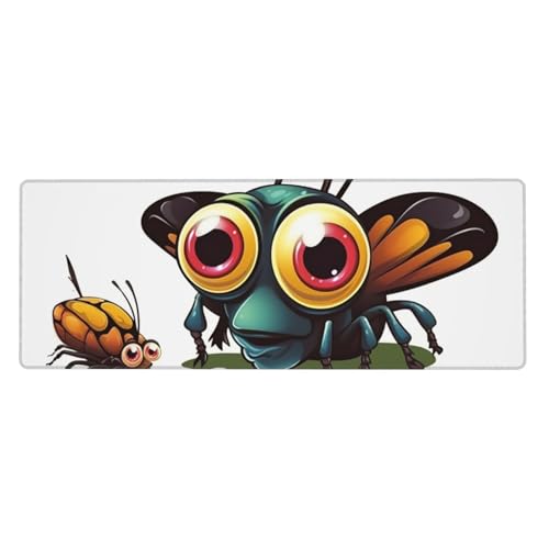 Großes Mauspad, Schreibtischunterlage, wasserdicht, Cartoon-Insekten, Gaming-Mauspad mit genähten Kanten, 80 x 30 cm, rutschfeste Schreibtischunterlage für den Schreibtisch, Schreibunterlage für Büro von SDTYKHJ